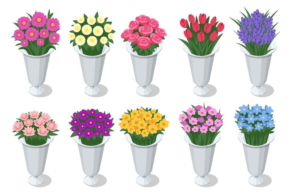 Isometric cut flower bouquet, a Person Illustration by Golden Sikorka (Photo 3 of 3)