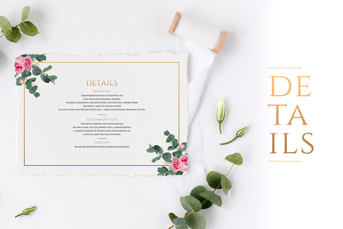 Eucalyptus & Gold Wedding Suite, an Invitation Template by Azka Creative (Photo 6 of 8)