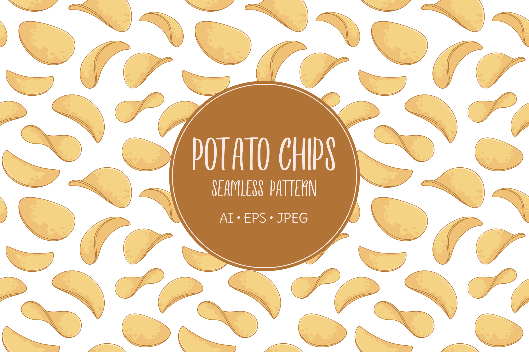 Potato chips seamless pattern, an Illustration by Cmeree
