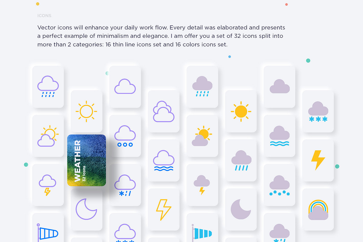 Weather | 32 Icons Set, an Outline Icon by Marina Silence (Photo 2 of 17)