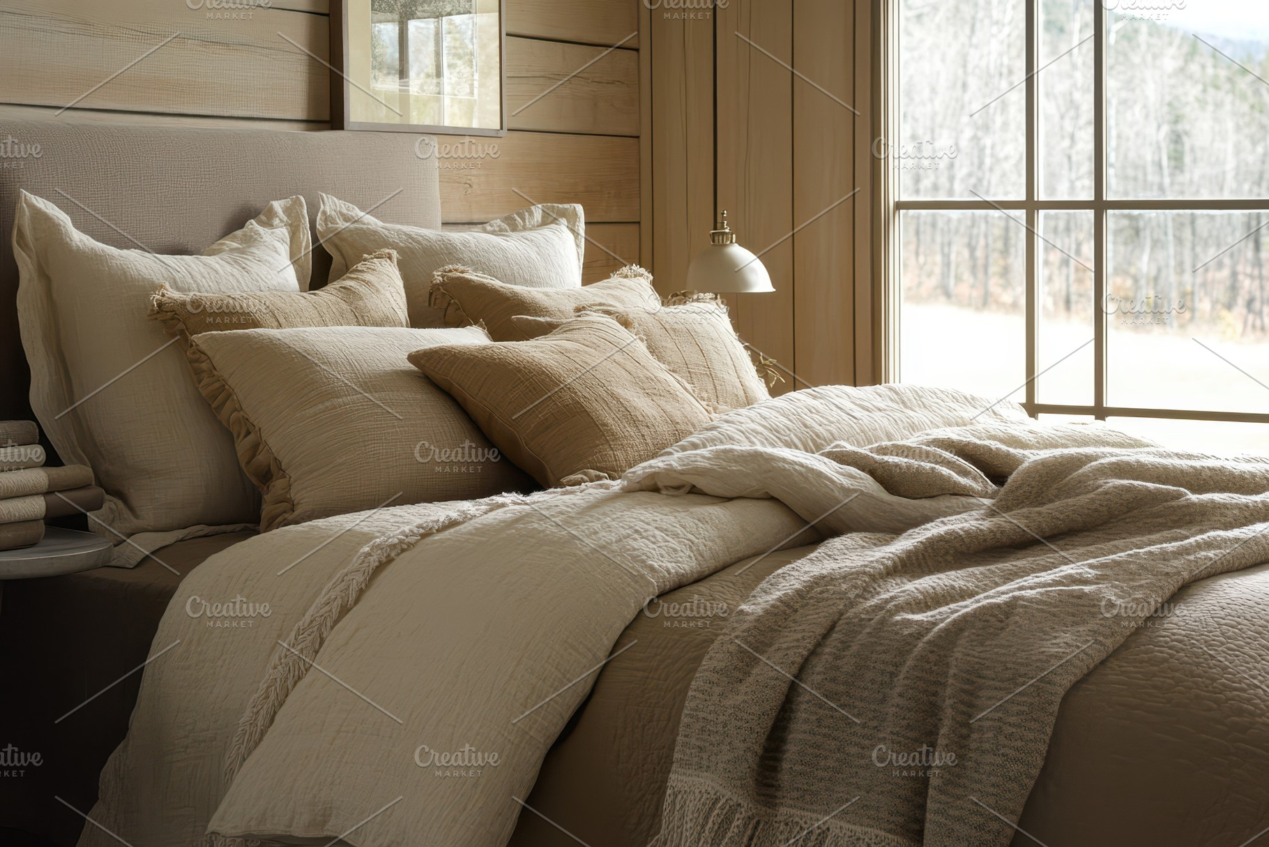 Elegant bedroom showcasing a neatly, a Photo by Pavel_design