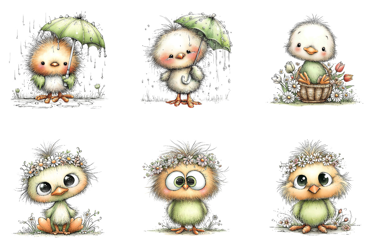 Whimsical Spring Chick Clipart PNG, an Illustration by CreationArt (Photo 5 of 7)