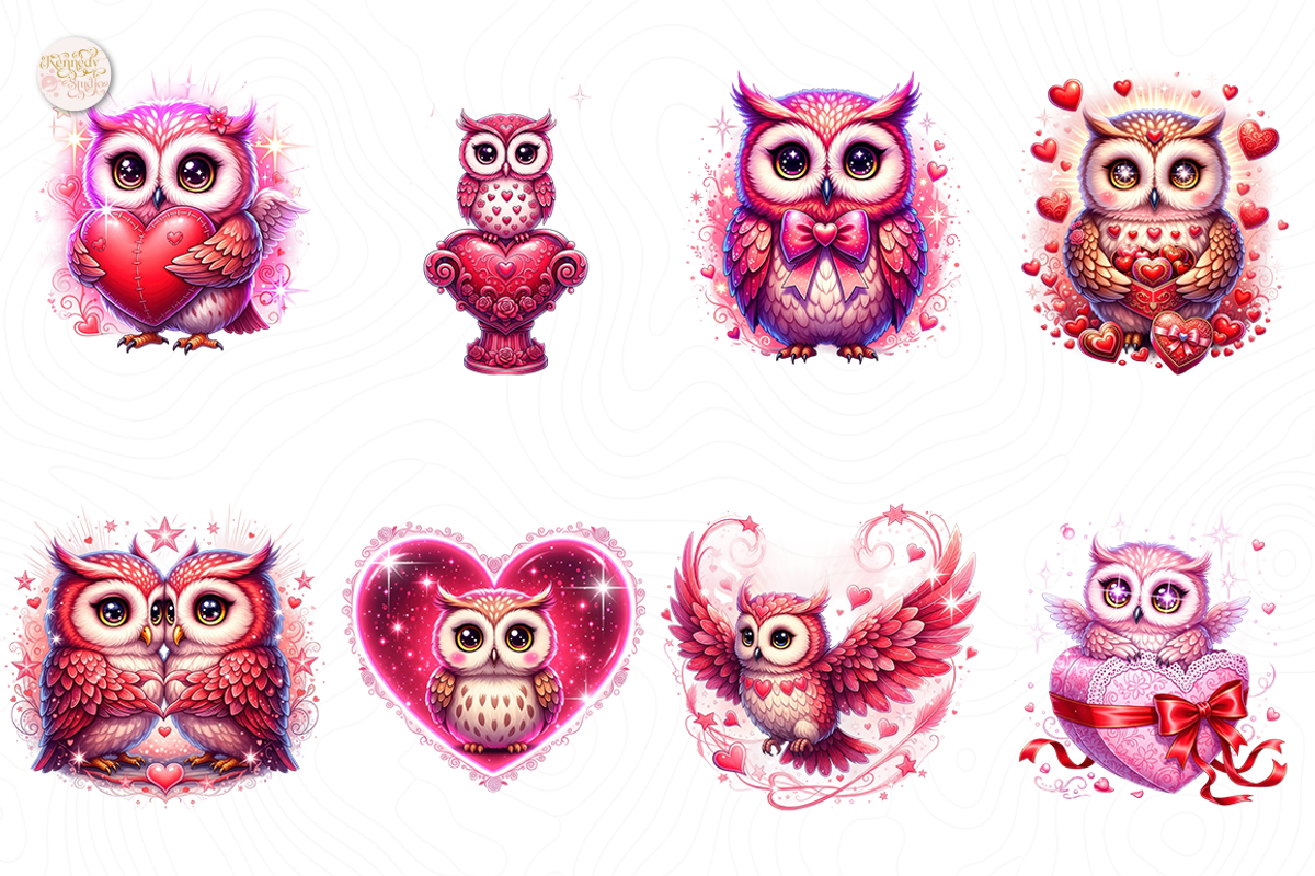 Cute Kawaii Owl PNG Clipart Bundle, an Animal Illustration by KennedyStudio (Photo 2 of 5)