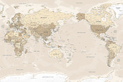 Vector World Map - Pacific View, a Graphic by PorcuPen Works (Thumbnail 2 of 6)