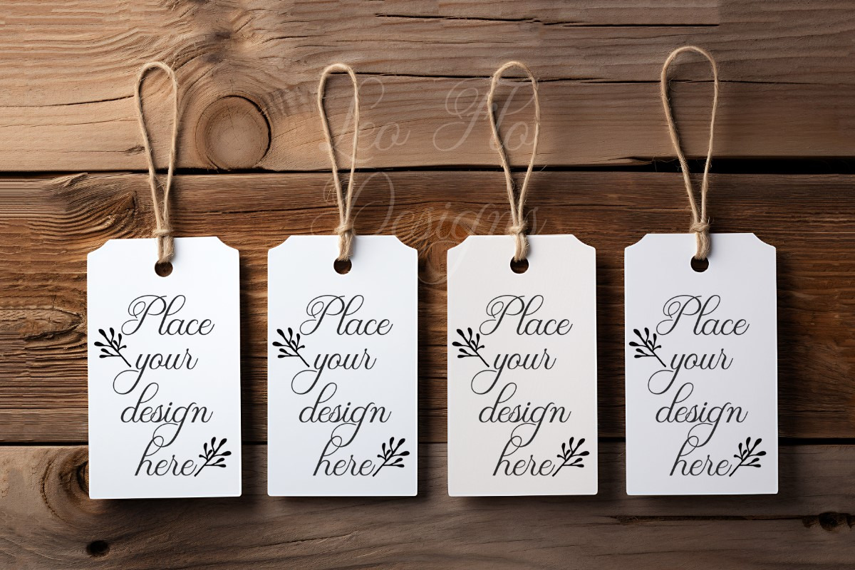 4 tag template label mock up photo, a Stationery Template by Leo Flo Mockups (Photo 1 of 2)