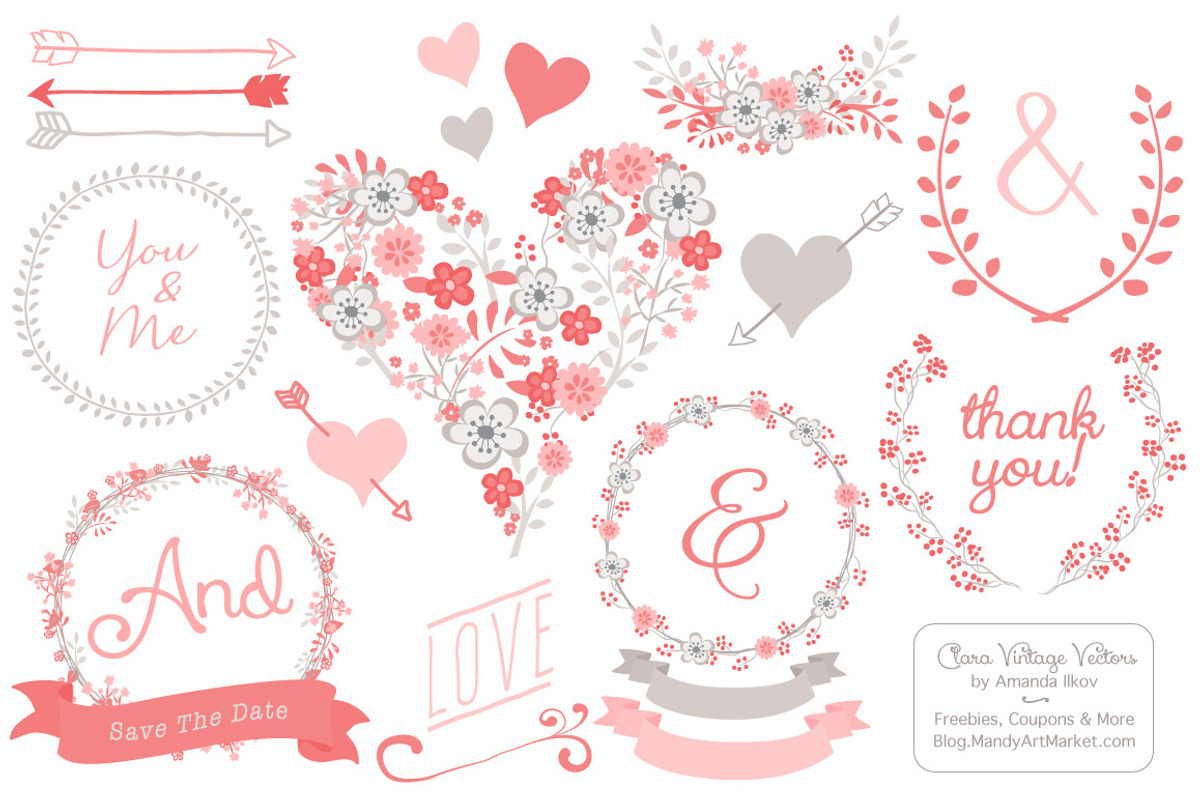 Coral Flower Heart Vectors & Clipart, an Illustration by Amanda Ilkov (Photo 1 of 4)