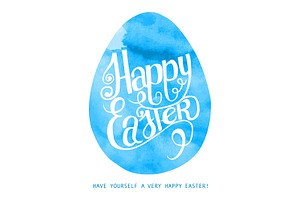 Happy Easter! Watercolor Blue