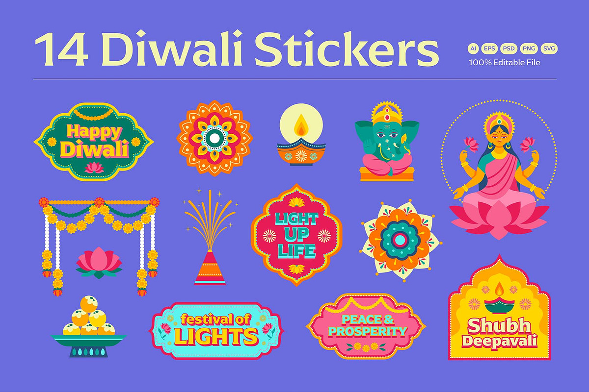 Diwali Stickers, an Object Illustration by DesignerCandies (Photo 1 of 5)