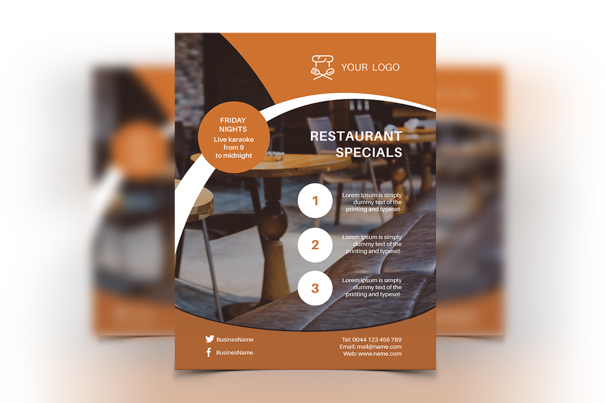6 Restaurant Flyers, a Flyer Template by Creatricks (Photo 2 of 7)