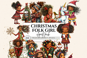 CHRISTMAS FOLK GIRL CLIPART, a Person Illustration by Daring Digies