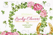 Pink & Gold Good Luck Clipart, a Decorative Illustration by STASIstudio (Thumbnail 1 of 3)