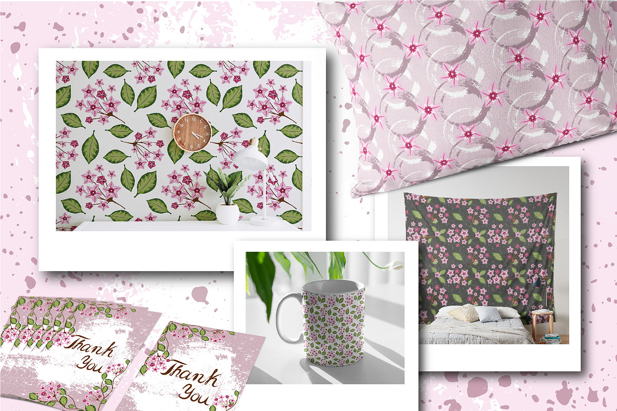 Hoya carnosa - floral collection, a Texture Illustration by LogvinArt (Photo 7 of 8)