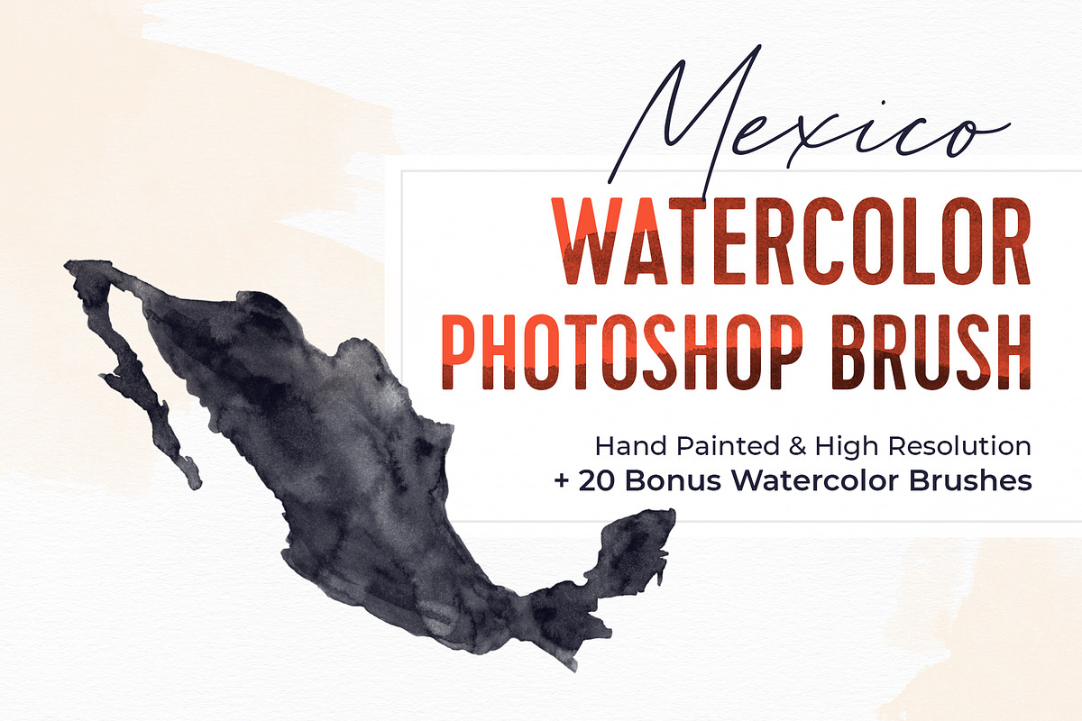 Mexico Watercolor Photoshop Brush, a Brush Add-On by Fernwel Creative (Photo 1 of 4)