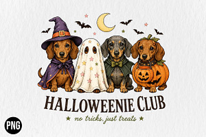 Vintage Halloween Dachshund Dog PNG, a Seasonal Illustration by CraftArtStudio