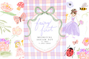Fairy Garden Birthday Clipart, a Background Graphic by Essem Creatives (Thumbnail 1 of 7)