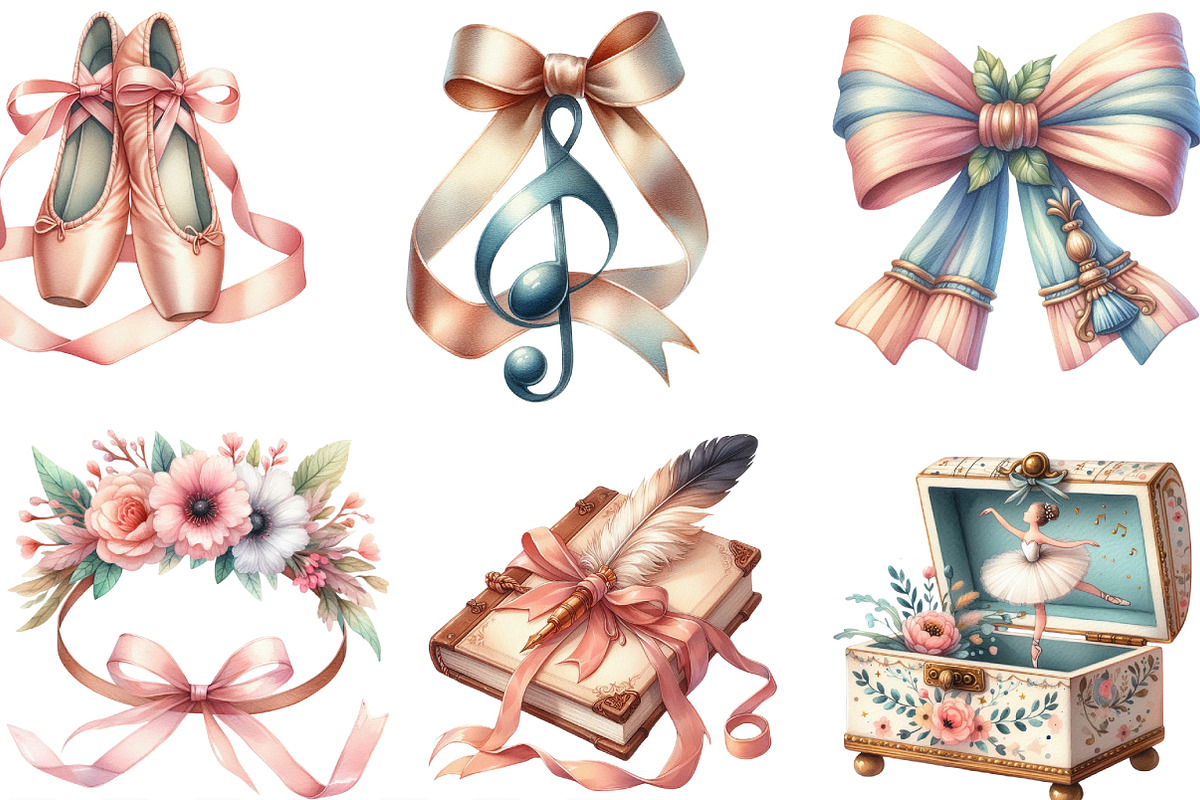 Watercolor Ballet Whisper Clipart, an Illustration by Designking (Photo 3 of 4)
