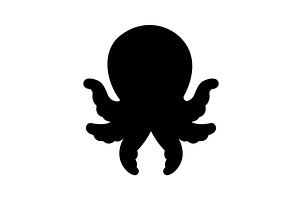 Black silhouette of octopus. Cute, an Animal Illustration by GraphiShop
