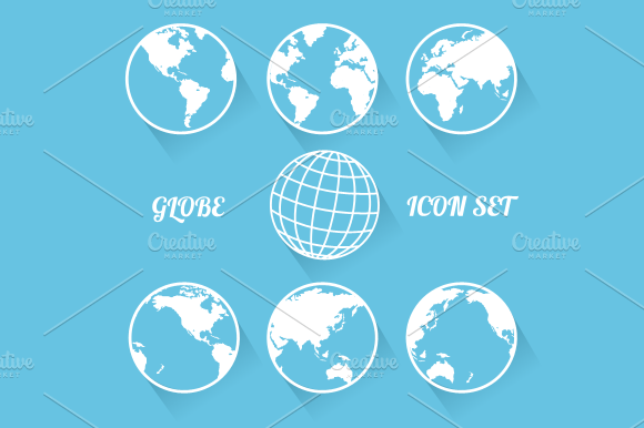Vecrot Globe Icon Set. Flat Style