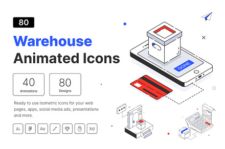 Animated Warehouse Icons, an Icon by Vectors Market