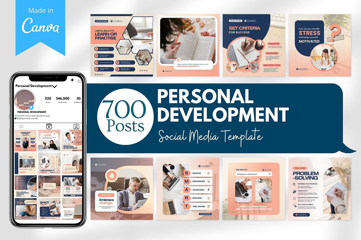 Personal Development Canva Templates, a Social Media Template by Viral Content Design (Photo 1 of 14)