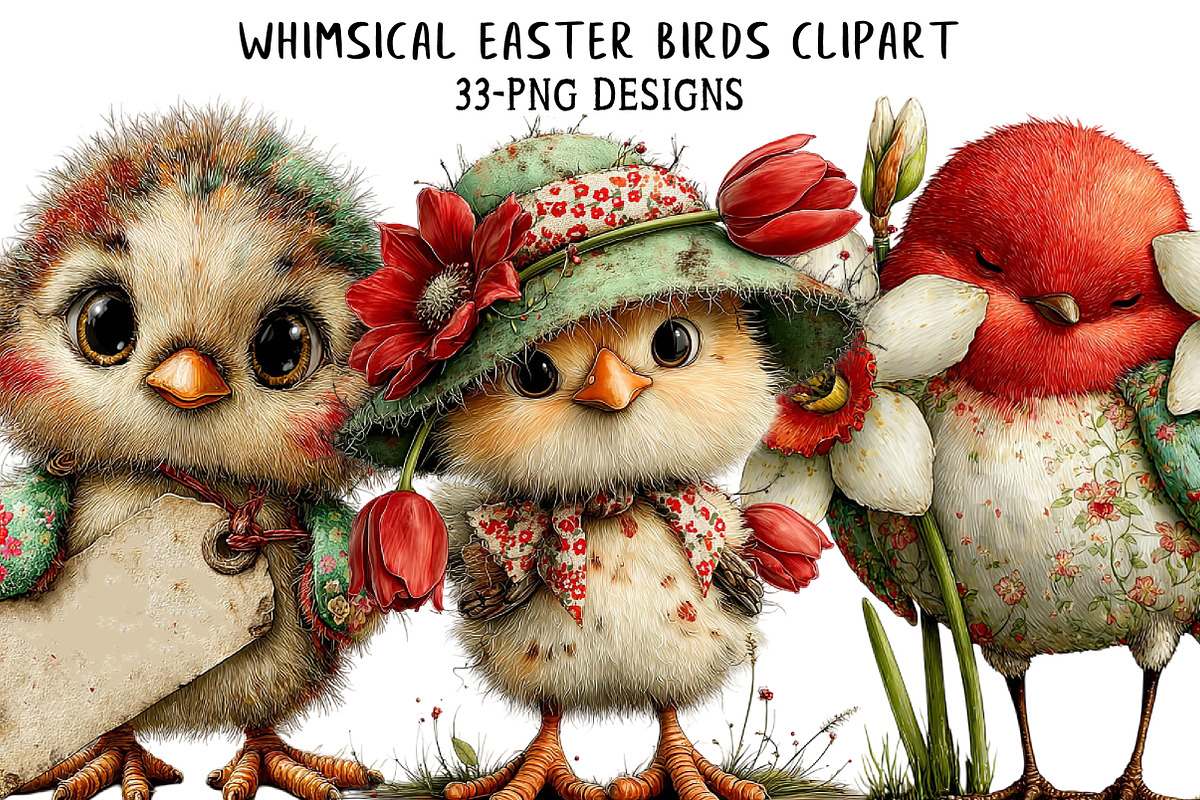 Whimsical Easter Birds Clipart, an Illustration by Daily.Designs (Photo 1 of 8)