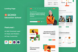Education School Landing Page, an UI Kit Template by ENATIVE