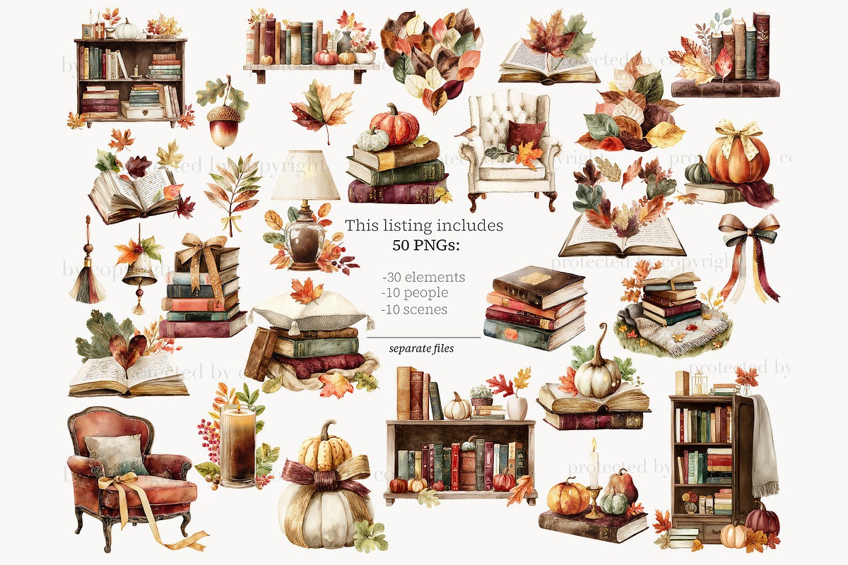 Reading Season Clipart, a Seasonal Illustration by GlamArtZhanna (Photo 3 of 8)