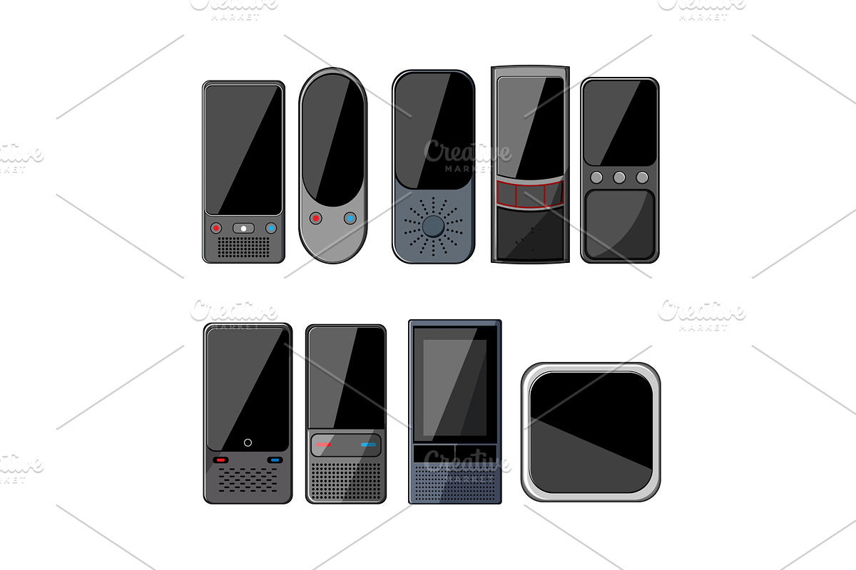 electronic translator set cartoon, an Object Illustration by pikepicture