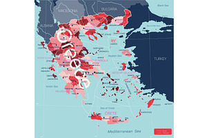 Greece Country Detailed Editable Map