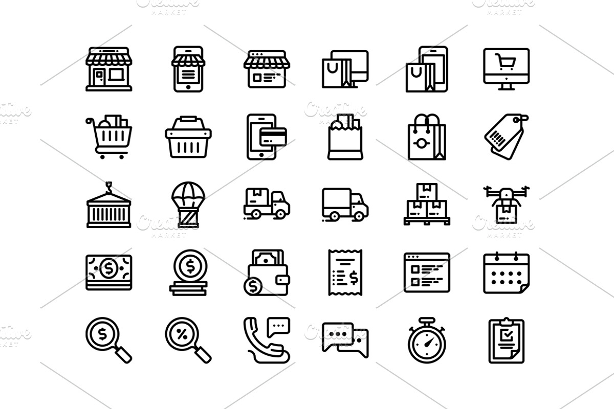 320 + icons outline style, an Icon by Mir store (Photo 8 of 11)