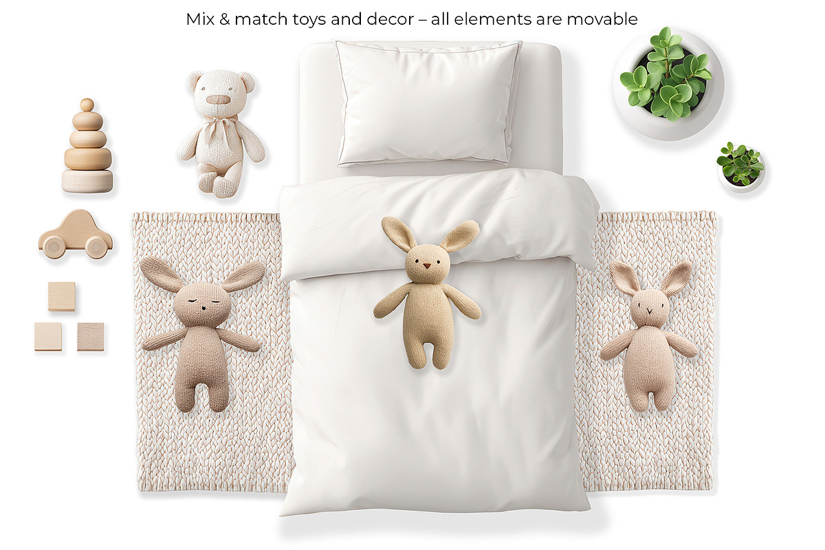 Kid Bedding Mockup PSD, an Apparel Mockup by Anna Druzhkova (Photo 3 of 7)