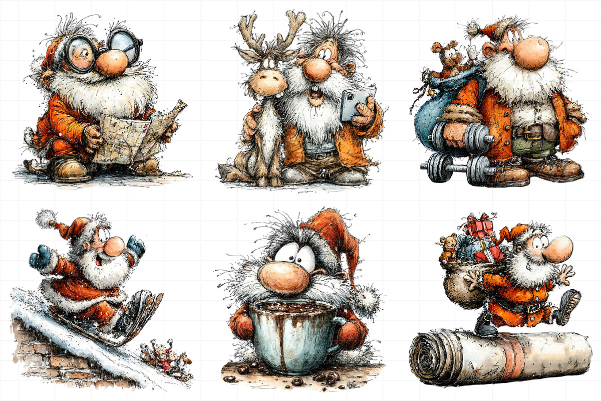 Funny Christmas Santa Clipart, an Illustration by Daily.Designs (Photo 4 of 5)