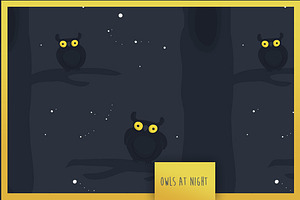 Seamless pattern 'Owls at night'