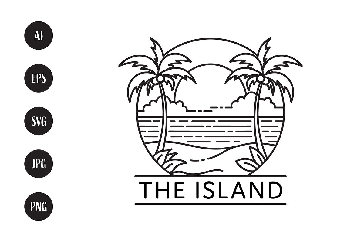 Tropical island line art logo, a Branding & Logo Template by Saba Vector