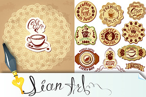 Set Of Coffee Labels