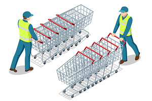Isometric Cart Attendant with
