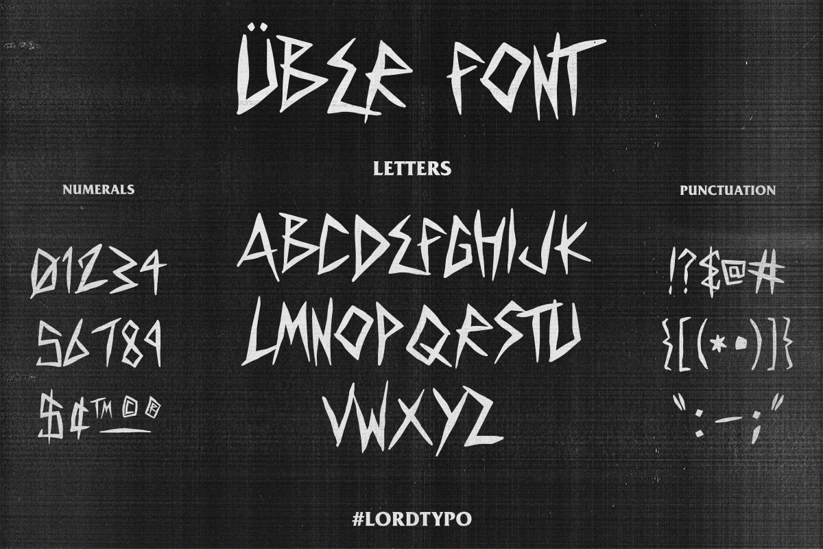 ÜBER — Punk Rock Display Font, a Sans Serif Font by Mikey Weeks (Photo 6 of 7)