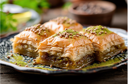 Decadent Baklava arabian dessert, a Food & Drink Photo by Ylivdesign