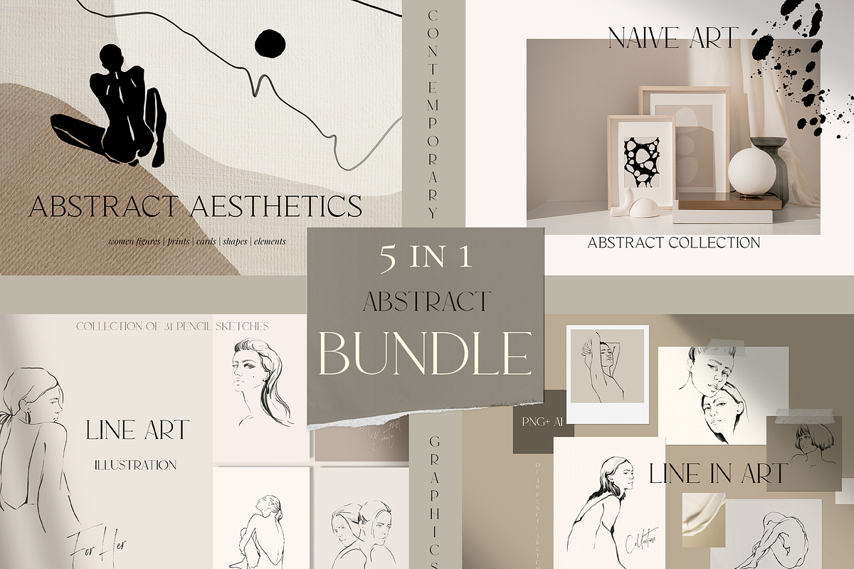 ABSTRACT BUNDLE - 5 in 1, an Illustration by Natalia Tugova (Photo 1 of 35)