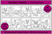 Savanna Animals Coloring Pages, an Animal Illustration by Lamia Emad (Thumbnail 1 of 5)