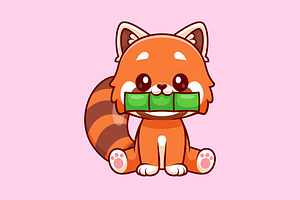 Cute Red Panda Bite Bamboo, an Animal Illustration by Catalyst Labs