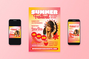 Retro Summer Festival Flyer Set, a Flyer Template by Aiyari Graphic