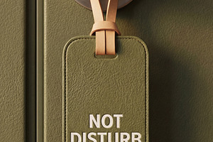 Elegant door sign with Not Disturb, an Architecture Photo by Virgo Studio