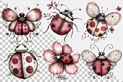 Whimsical Spring Ladybug Clipart, an Illustration by SVGArt (Thumbnail 2 of 9)