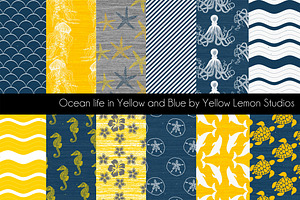 Ocean Life in Blue and Yellow paper