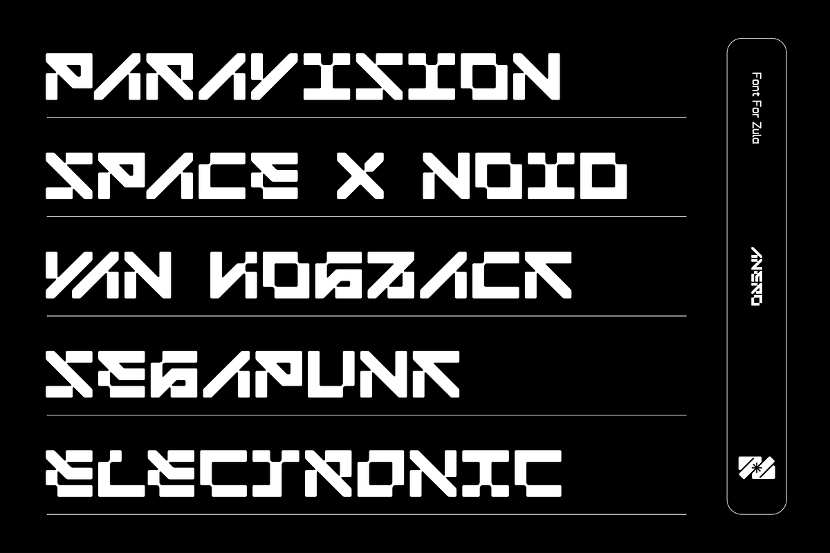 ANERO - FUTURISTIC DISPLAY FONT, a Symbol Font by Font For Zula™ (Photo 4 of 14)
