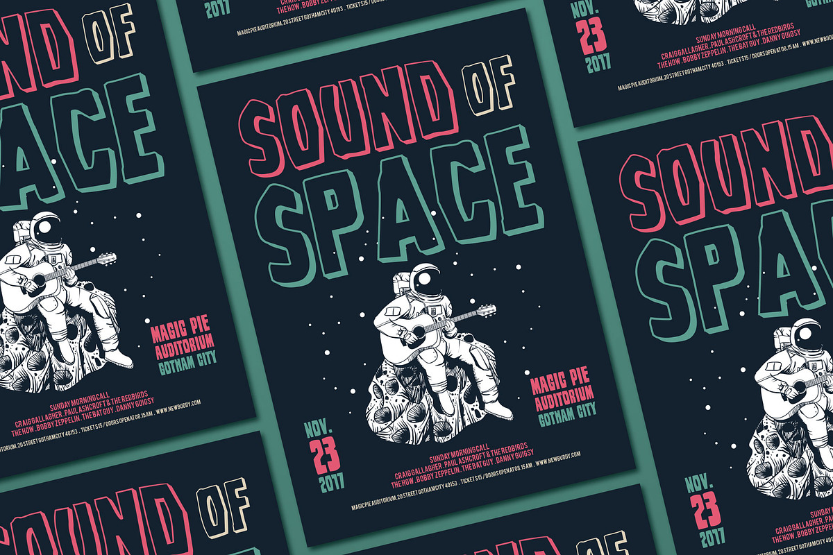 Hand Drawn Astronaut Guitarist Flyer, a Flyer Template by ashenterprise (Photo 3 of 3)