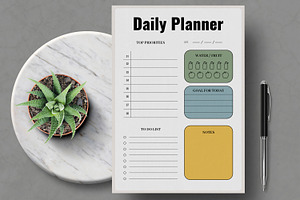 Daily Planner Productivity Template, a Stationery Template by MightyDesign
