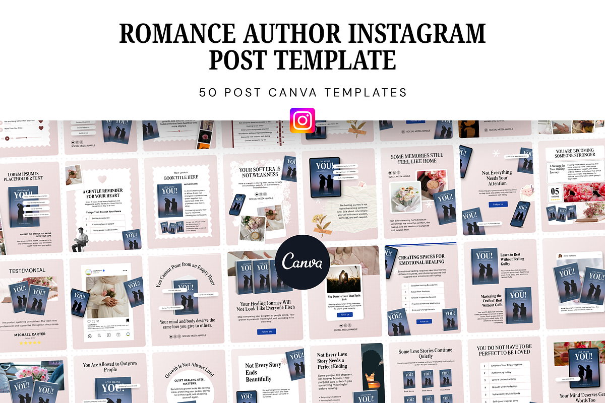 Romance Author Canva Instagram, a Marketing Template by Snapybiz (Photo 5 of 10)