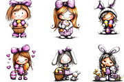 Whimsical Easter Girl Clipart Bundle, an Illustration by Designking (Thumbnail 3 of 5)